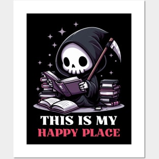 This Is My Happy Place - Cute Reaper Reading A Book Posters and Art